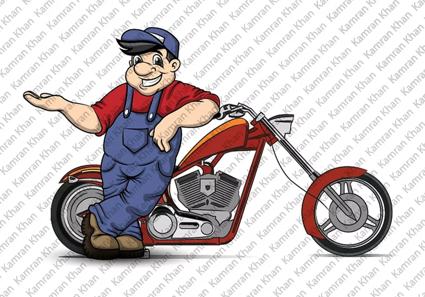 Mechanic character illustration by Kamran Khan